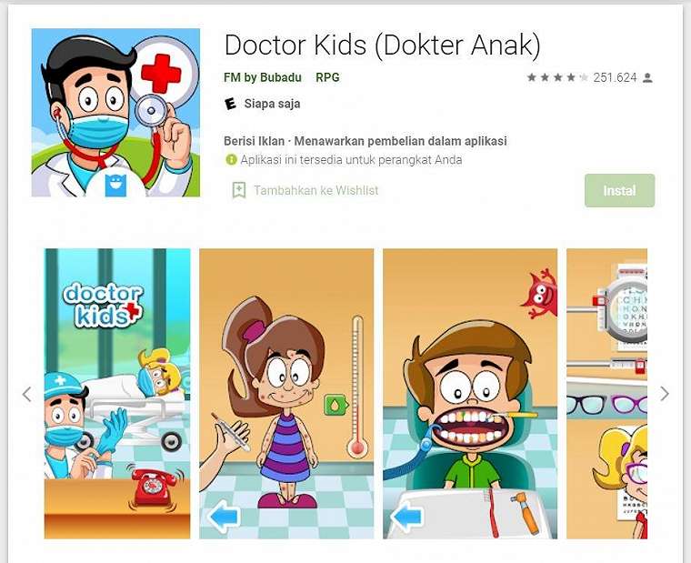 Game Edukasi Anak - Doctor Kids. (Google Play Store)