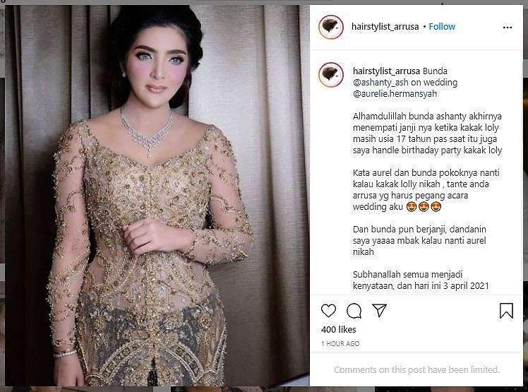 Gaya Ashanty saat Pernikahan Aurel Hermansyah dan Atta Halilintar (instagram.com/hairstylist_arrusa)