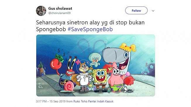 Cuitan Save Spongebob. [Twitter]