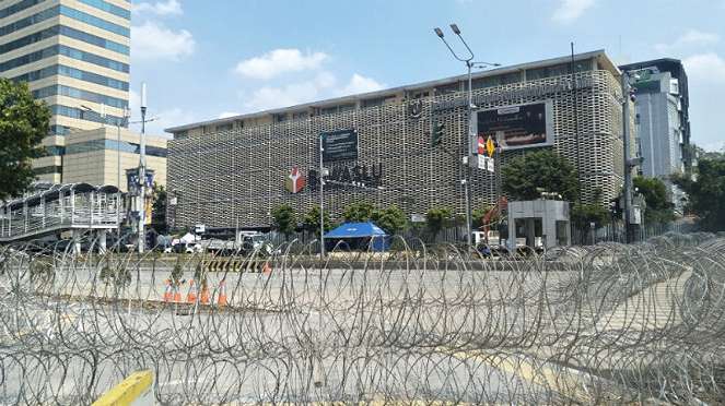 Situasi di Depan Bawaslu, Jalan MH Thamrin, Jakarta Pusat.